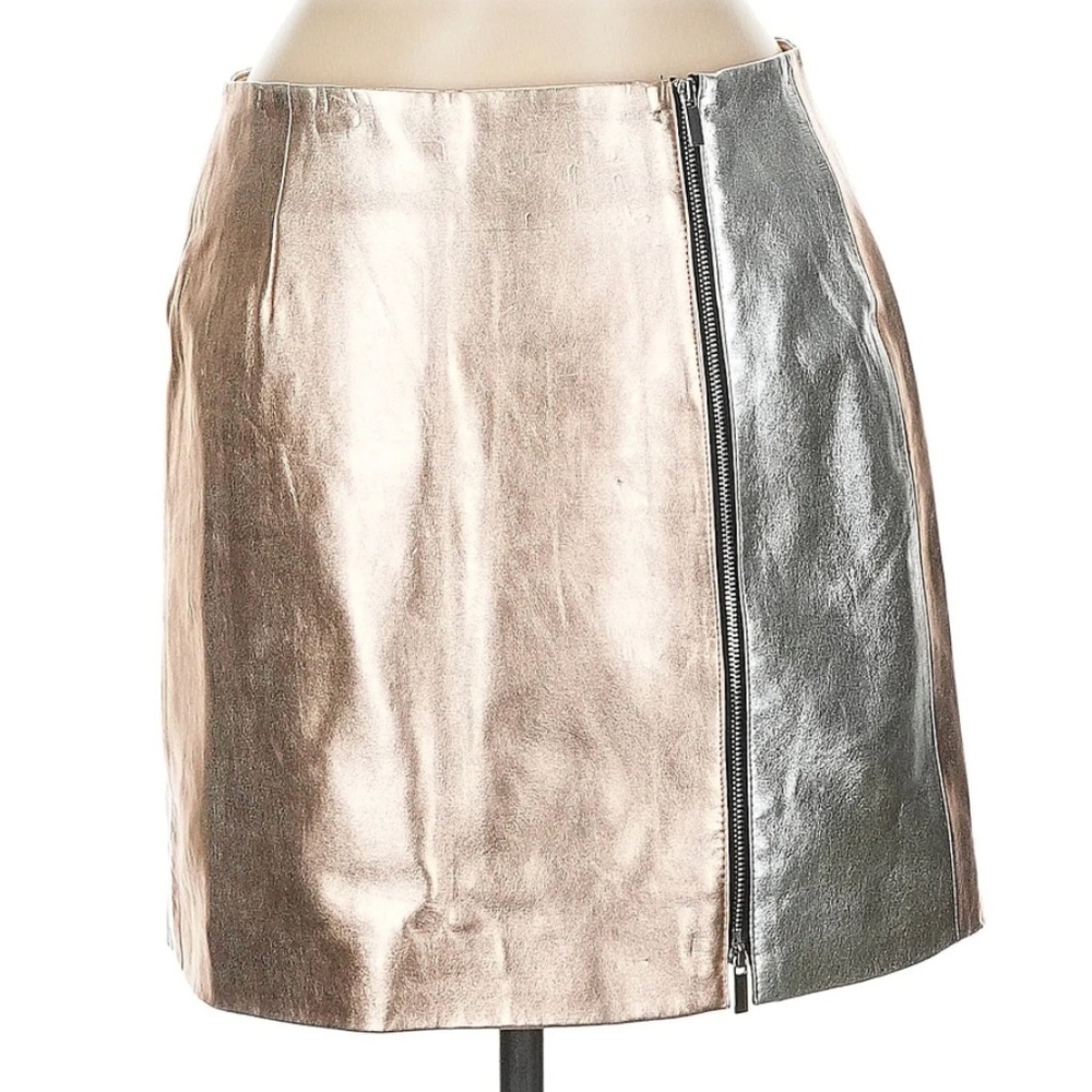 French Connection Faux Leather Metallic Skirt